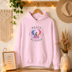 PEACE BECAME MY POWER HOODIE (FRONT DESIGN) | Spiritual Lotus Meditation Hoodie | Zen Aesthetic Heavy Blend Sweatshirt | Mindfulness Hoodie | Boho Yoga Gift