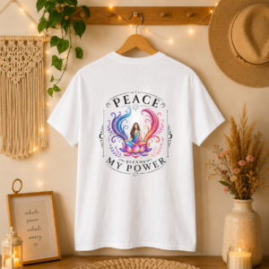 PEACE BECAME MY POWER T-SHIRT (BACK DESIGN) | Spiritual Lotus Shirt | Yoga & Meditation Tee | Mindfulness Shirt | Boho Wellness Graphic Tee