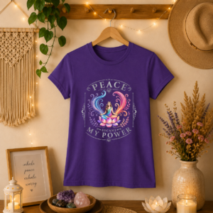 PEACE BECAME MY POWER WOMEN'S TEE | Spiritual Lotus Shirt | Yoga & Meditation Tee | Mindfulness Shirt | Boho Wellness Top | Women’s Favorite Tee