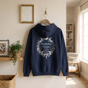 MANIFESTING DREAMS HOODIE (BACK DESIGN) | Moon Phase Dreamcatcher Hoodie | Spiritual Manifestation Gift | Boho Celestial Sweatshirt