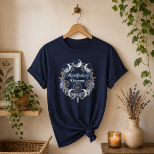 MANIFESTING DREAMS T-SHIRT (FRONT DESIGN) | Moon Phase Dreamcatcher Shirt (Front Design) | Spiritual Graphic Tee | Celestial Boho Shirt | Unisex T-Shirt | Positive Energy Tee | T-Shirt for Women & Men...