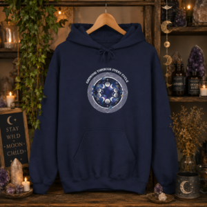 GROWING THROUGH EVERY CYCLE HOODIE (FRONT DESIGN) | Moon Phase Hoodie | Spiritual Growth Clothing | Celestial Hoodie | Witchy Apparel | Lunar Gift
