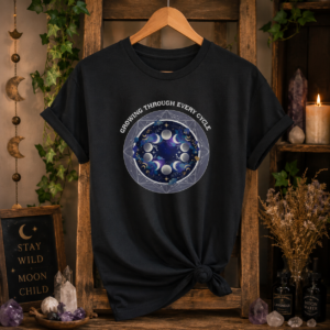 GROWING THROUGH EVERY CYCLE T-SHIRT (FRONT DESIGN) | Moon Phase Shirt | Celestial Shirt | Spiritual Gift for Women | Witchy Moon Tee | Astrology Shirt | Lunar Cycle Tee