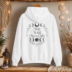 STAY WILD MOON CHILD HOODIE (BACK DESIGN) | Celestial Moon Phase Sweatshirt | Moon Lover Gift | Spiritual Hoodie | Boho Lunar Hoodie