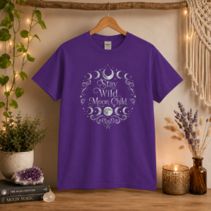 STAY WILD MOON CHILD T-SHIRT (FRONT DESIGN) | Celestial Moon Tee | Boho Graphic T-Shirt | Spiritual Gift for Women | Moon Lover Shirt | Astrology Tee