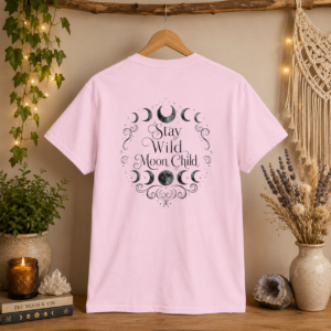 STAY WILD MOON CHILD T-SHIRT (BACK DESIGN) | Celestial Moon Tee | Boho Graphic T-Shirt | Spiritual Gift for Women | Moon Lover Shirt | Astrology Tee