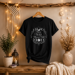 STAY WILD MOON CHILD WOMEN'S TEE - Celestial Moon Tee | Boho Graphic T-Shirt | Moon Lover Gift for Women | Astrology Shirt