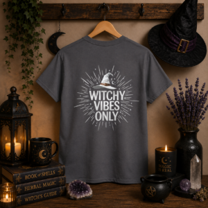 WITCHY VIBES ONLY T-SHIRT (BACK DESIGN) - Witch Aesthetic T-Shirt | Celestial Witch Tee | Moon Lover Gift |Halloween Shirt | Witchcore Apparel