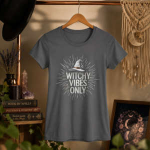 WITCHY VIBES ONLY WOMEN’S TEE - Witch Aesthetic Shirt | Celestial Witch T-Shirt | Moon Lover Gift | Witchcore Apparel | Spooky Season Tee