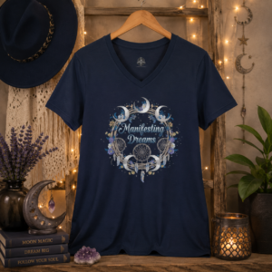 Manifesting Dreams | Celestial Manifestation Graphic Unisex Short Sleeve V-Neck Tee | Mystic Moon Root