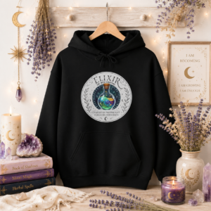 Elixir of Becoming Hoodie (Front Design) | Mystical Potion Graphic Hoodie | Mystic Moon Root