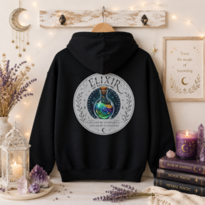Elixir of Becoming Hoodie (Back Design) | Mystical Potion Graphic Hoodie | Mystic Moon Root