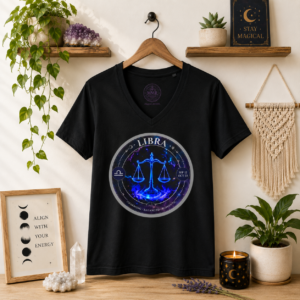 LIBRA Astro Alignment Zodiac V-Neck Shirt | Bella + Canvas 3005 Women's Astrology Tee | Celestial Zodiac Sign T-Shirt | Mystic Moon Root
