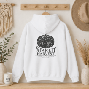Starlit Harvest Celestial Pumpkin Hoodie (Back Design) | Mystic Moon Root